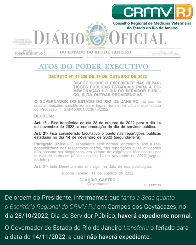 Aviso de expediente - dia do funcionário público